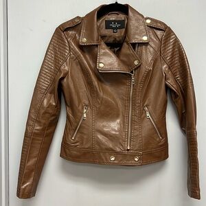 LA Coalition Women’s Faux Leather Moto Jacket Size Small